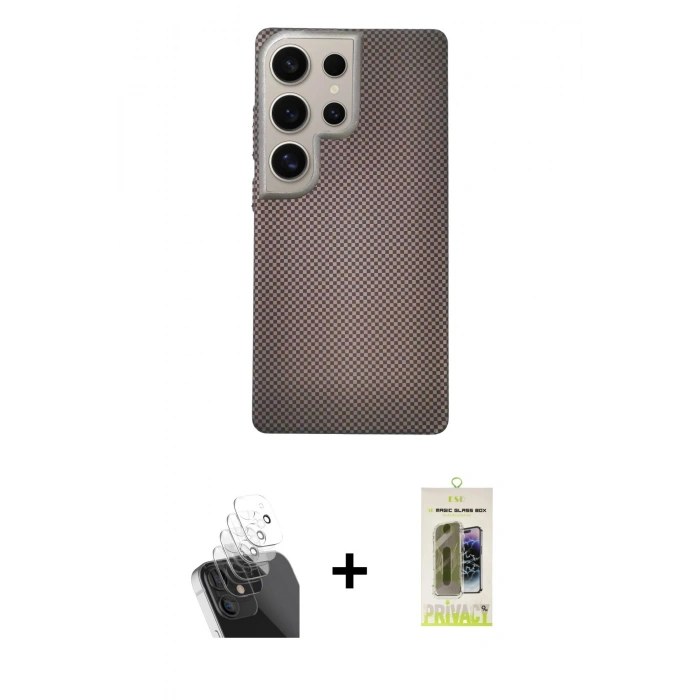 MARSİLYAN™- Galaxy S24 Ultra Kılıf Eksen Prime - Siyah Joko Magic 5D Hayalet Cam + Kamera Lens Koruma Cam - SF