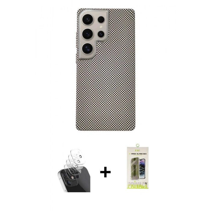 MARSİLYAN™- Galaxy S24 Ultra Kılıf Eksen Prime - Siyah Joko Magic 5D Hayalet Cam + Kamera Lens Koruma Cam - SF
