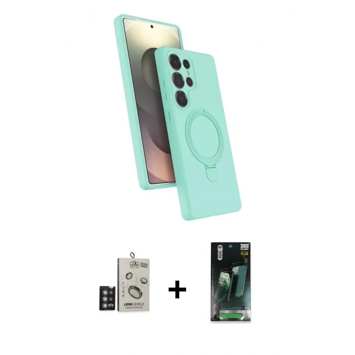 MARSİLYAN™- Galaxy S24 Ultra Kılıf İz Işık Koleksiyonu - Şeffaf 360 Full Body Arka Koruyucu + Bilvis Titan Kamera Lens - DNMR