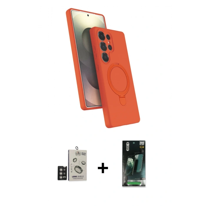 MARSİLYAN™- Galaxy S24 Ultra Kılıf İz Işık Koleksiyonu - Siyah 360 Mat Full Body Arka Koruyucu + Bilvis Titan Kamera Lens - DNMR