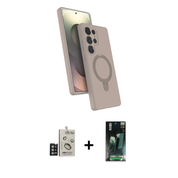 MARSİLYAN™- Galaxy S24 Ultra Kılıf İz Işık Koleksiyonu - Siyah 360 Mat Full Body Arka Koruyucu + Bilvis Titan Kamera Lens - DNMR
