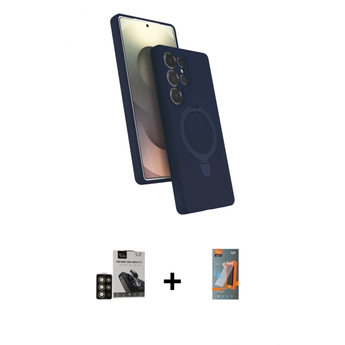 MARSİLYAN™- Galaxy S24 Ultra Kılıf İz Işık Koleksiyonu - Siyah AutoKit 5in1 Fiber Hayalet Polymer Nano Ekran Koruyucu + PVD Metal Kamera Lens - GD