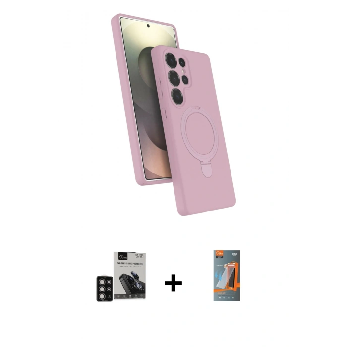 MARSİLYAN™- Galaxy S24 Ultra Kılıf İz Işık Koleksiyonu - Siyah AutoKit 5in1 Fiber Hayalet Polymer Nano Ekran Koruyucu + PVD Metal Kamera Lens - DNMR