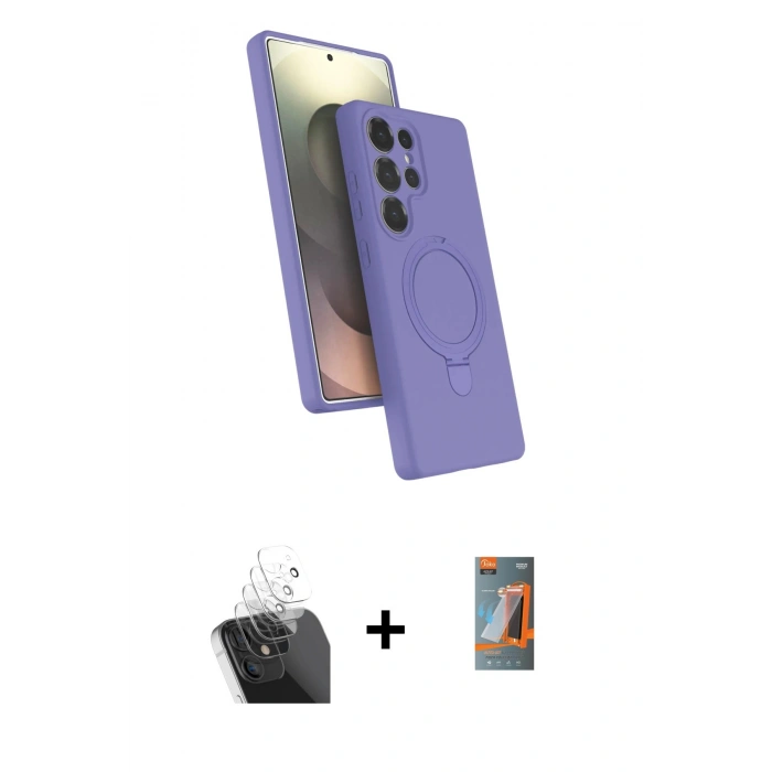 MARSİLYAN™- Galaxy S24 Ultra Kılıf İz Işık Koleksiyonu - Siyah AutoKit 5in1 Fiber Hayalet Polymer Nano Ekran Koruyucu + Kamera Lens Koruma Cam - SF