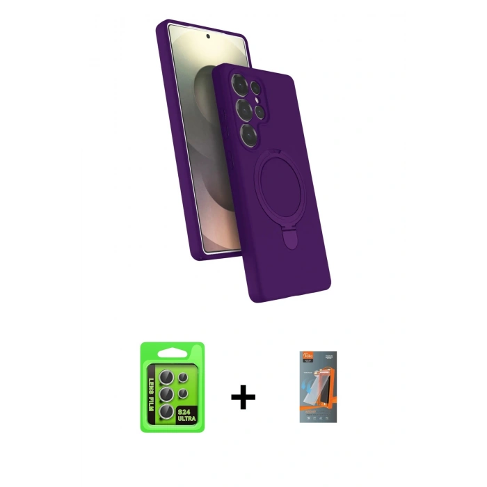 MARSİLYAN™- Galaxy S24 Ultra Kılıf İz Işık Koleksiyonu - Siyah AutoKit 5in1 Fiber Hayalet Polymer Nano Ekran Koruyucu + Raze Metal Kamera Lens - GS