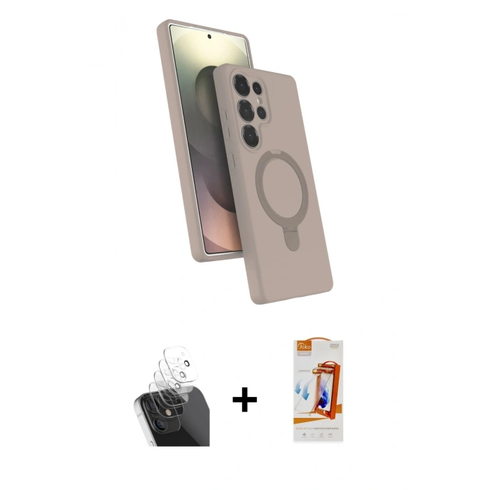 MARSİLYAN™- Galaxy S24 Ultra Kılıf İz Işık Koleksiyonu - Siyah AutoKit 5in1 Fiber Polymer Nano Ekran Koruyucu + Kamera Lens Koruma Cam - SF