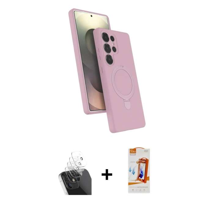 MARSİLYAN™- Galaxy S24 Ultra Kılıf İz Işık Koleksiyonu - Siyah AutoKit 5in1 Fiber Polymer Nano Ekran Koruyucu + Kamera Lens Koruma Cam - SF