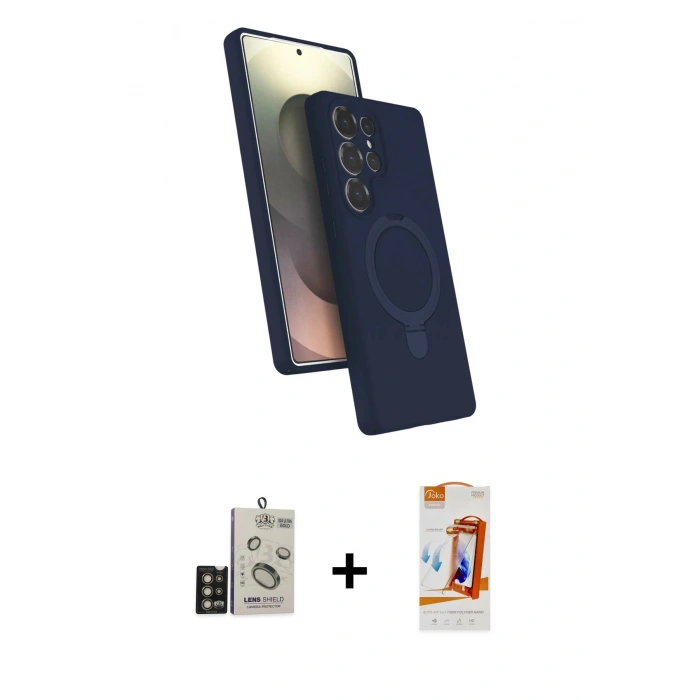 MARSİLYAN™- Galaxy S24 Ultra Kılıf İz Işık Koleksiyonu - Siyah AutoKit 5in1 Fiber Polymer Nano Ekran Koruyucu + Bilvis Titan Kamera Lens - GD