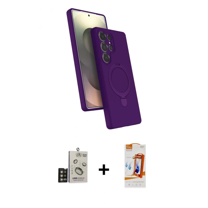 MARSİLYAN™- Galaxy S24 Ultra Kılıf İz Işık Koleksiyonu - Siyah AutoKit 5in1 Fiber Polymer Nano Ekran Koruyucu + Bilvis Titan Kamera Lens - GD