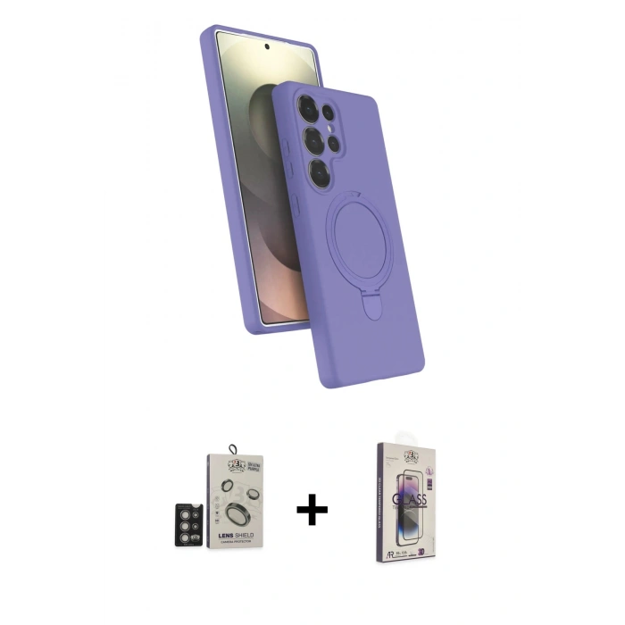 MARSİLYAN™- Galaxy S24 Ultra Kılıf İz Işık Koleksiyonu - Siyah Bilvis 3D Cam Ekran Koruyucu + Bilvis Titan Kamera Lens - DNMR