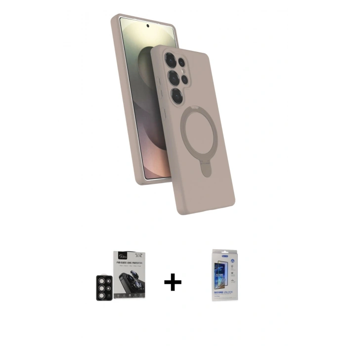 MARSİLYAN™- Galaxy S24 Ultra Kılıf İz Işık Koleksiyonu - Siyah Durable Full Glue Curved Cam + PVD Metal Kamera Lens - DNMR