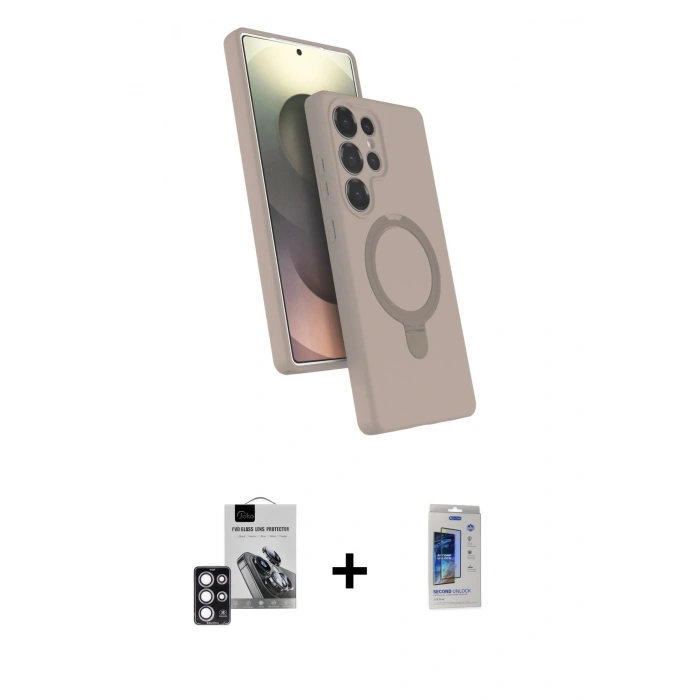 MARSİLYAN™- Galaxy S24 Ultra Kılıf İz Işık Koleksiyonu - Siyah Durable Full Glue Curved Cam + PVD Metal Kamera Lens - PE