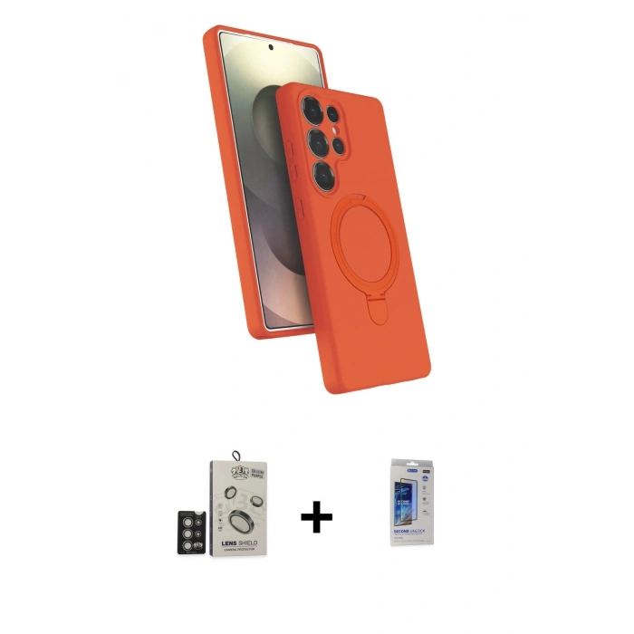 MARSİLYAN™- Galaxy S24 Ultra Kılıf İz Işık Koleksiyonu - Siyah Durable Full Glue Curved Hayalet Cam + Bilvis Titan Kamera Lens - DNMR