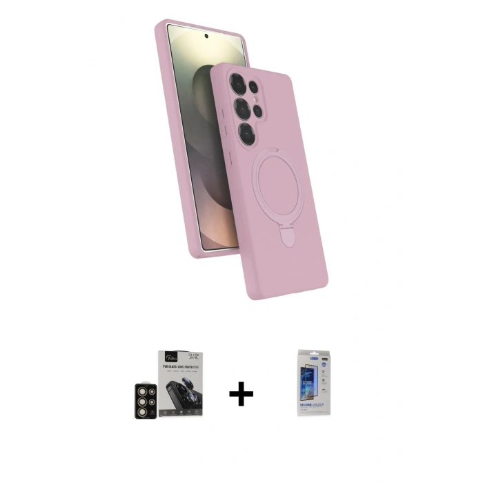 MARSİLYAN™- Galaxy S24 Ultra Kılıf İz Işık Koleksiyonu - Siyah Durable Full Glue Curved Hayalet Cam + PVD Metal Kamera Lens - GD