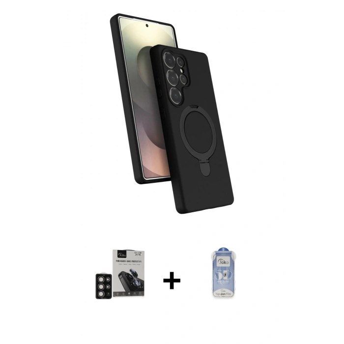 MARSİLYAN™- Galaxy S24 Ultra Kılıf İz Işık Koleksiyonu - Siyah Joko Magic 5D Cam + PVD Metal Kamera Lens - DNMR
