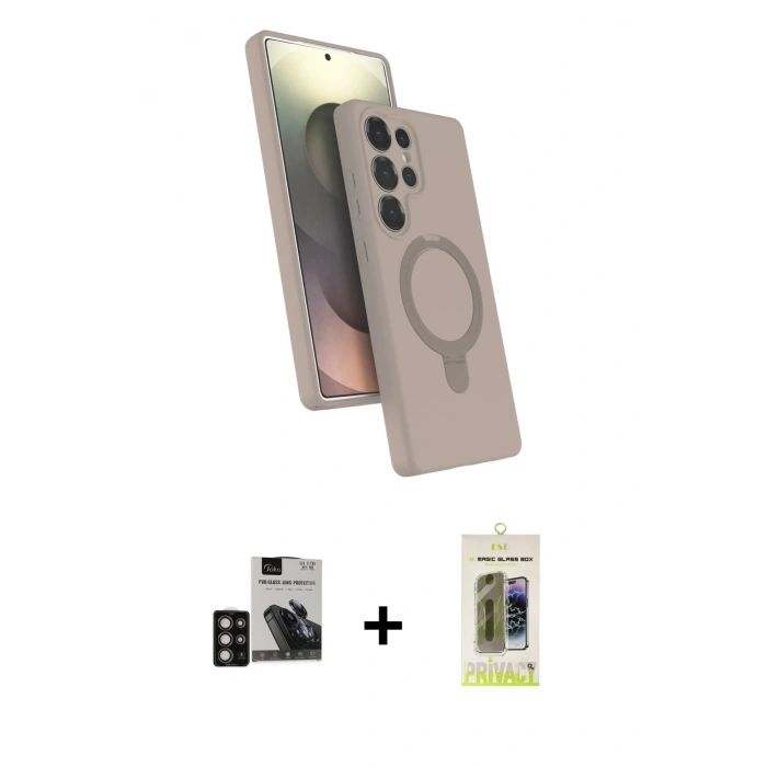 MARSİLYAN™- Galaxy S24 Ultra Kılıf İz Işık Koleksiyonu - Siyah Joko Magic 5D Hayalet Cam + PVD Metal Kamera Lens - DNMR