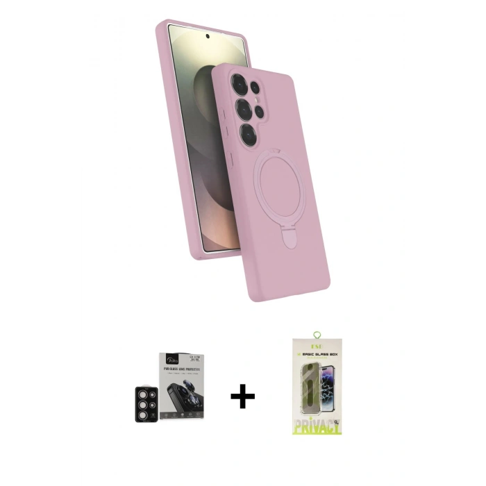 MARSİLYAN™- Galaxy S24 Ultra Kılıf İz Işık Koleksiyonu - Siyah Joko Magic 5D Hayalet Cam + PVD Metal Kamera Lens - DNMR