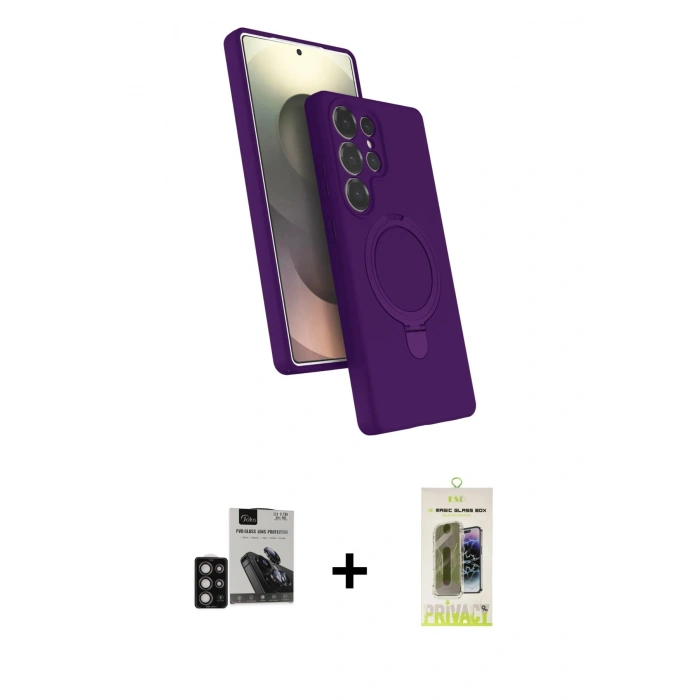 MARSİLYAN™- Galaxy S24 Ultra Kılıf İz Işık Koleksiyonu - Siyah Joko Magic 5D Hayalet Cam + PVD Metal Kamera Lens - DNMR