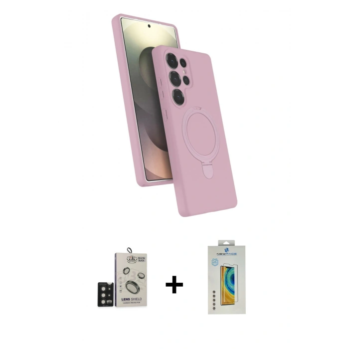 MARSİLYAN™- Galaxy S24 Ultra Kılıf İz Işık Koleksiyonu - Siyah Polymer Nano Ekran Koruyucu + Bilvis Titan Kamera Lens - SH