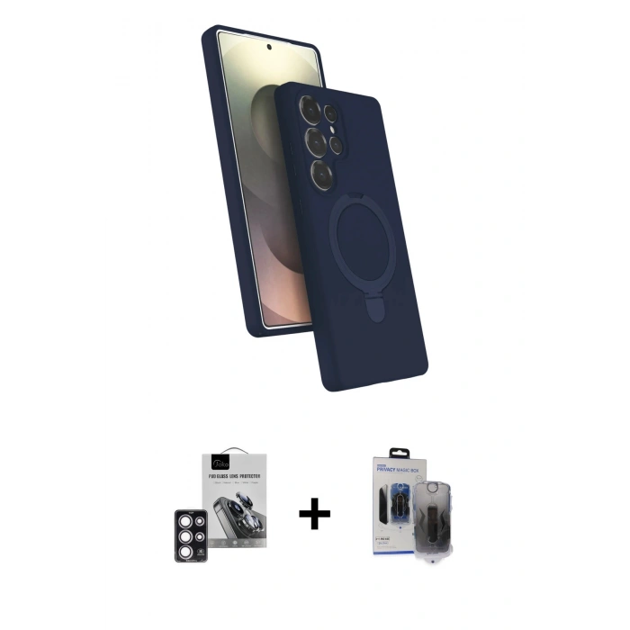MARSİLYAN™- Galaxy S24 Ultra Kılıf İz Işık Koleksiyonu - Siyah Vanessa Magic Hayalet Cam + PVD Metal Kamera Lens - PE