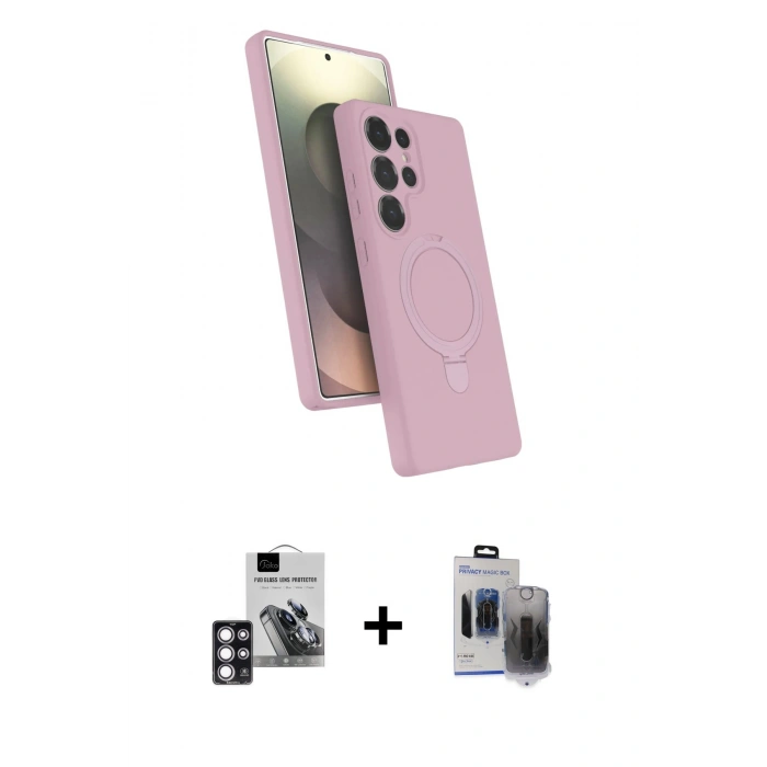 MARSİLYAN™- Galaxy S24 Ultra Kılıf İz Işık Koleksiyonu - Siyah Vanessa Magic Hayalet Cam + PVD Metal Kamera Lens - PE