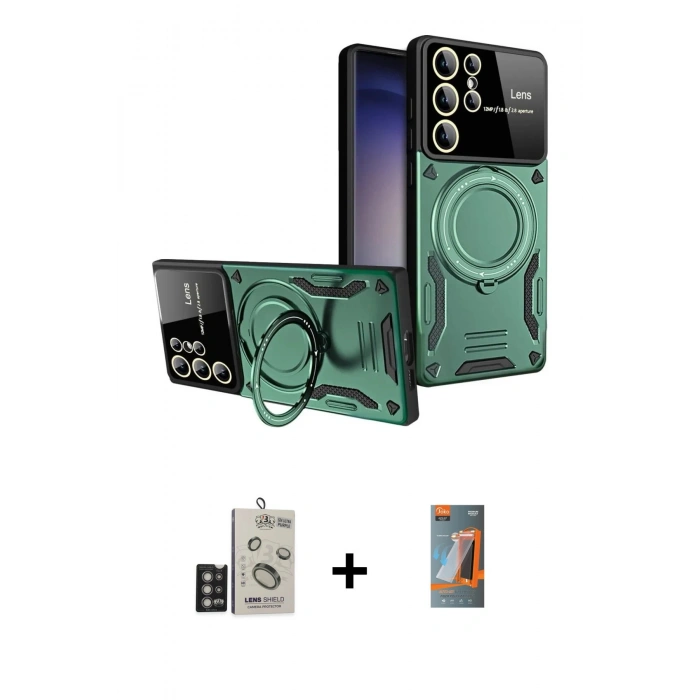 MARSİLYAN™- Galaxy S24 Ultra Kılıf Kıvılcım Modern Serisi - Siyah AutoKit 5in1 Fiber Hayalet Polymer Nano Ekran Koruyucu + Bilvis Titan Kamera Lens - DNMR