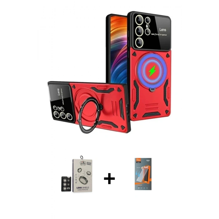 MARSİLYAN™- Galaxy S24 Ultra Kılıf Kıvılcım Modern Serisi - Siyah AutoKit 5in1 Fiber Hayalet Polymer Nano Ekran Koruyucu + Bilvis Titan Kamera Lens - DNMR