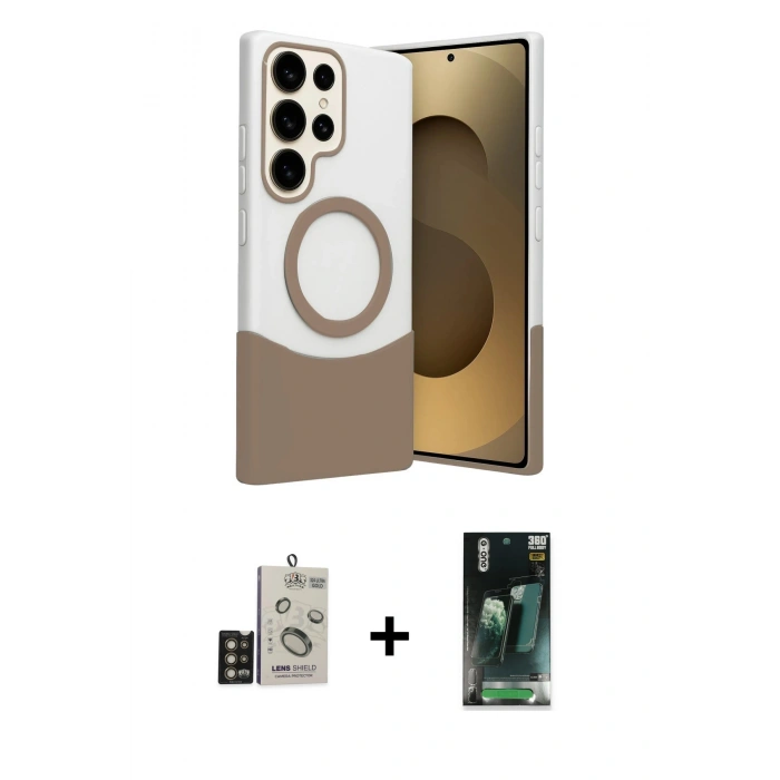 MARSİLYAN™- Galaxy S24 Ultra Kılıf Kozmos Form Özel Seri - Şeffaf 360 Full Body Arka Koruyucu + Bilvis Titan Kamera Lens - GD