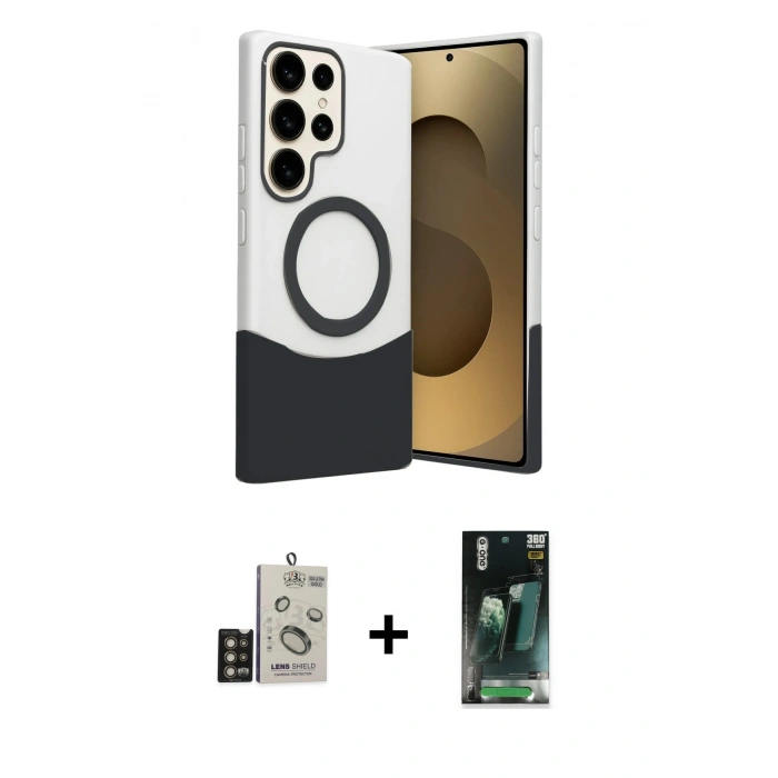 MARSİLYAN™- Galaxy S24 Ultra Kılıf Kozmos Form Özel Seri - Şeffaf 360 Full Body Arka Koruyucu + Bilvis Titan Kamera Lens - GD