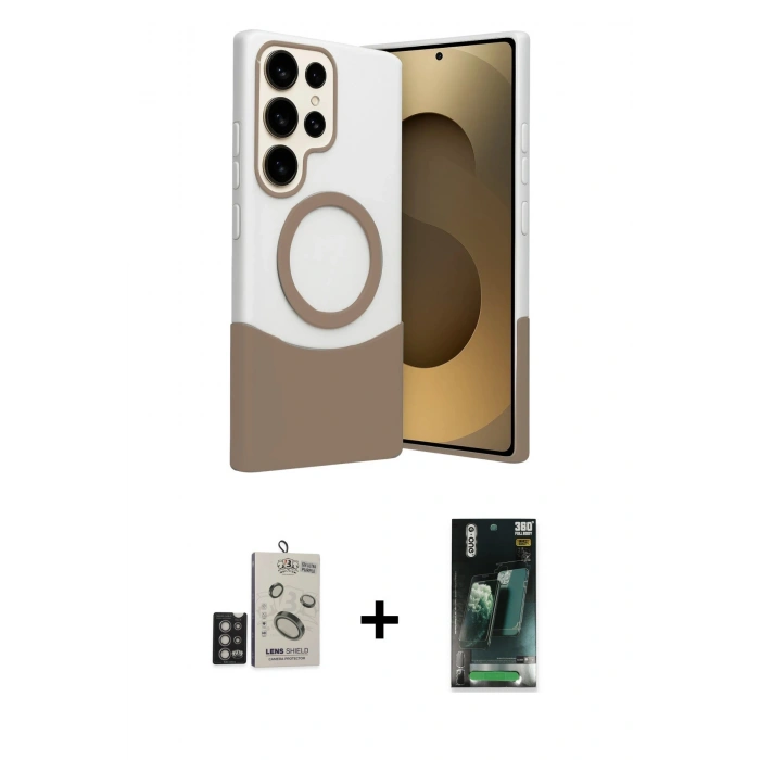 MARSİLYAN™- Galaxy S24 Ultra Kılıf Kozmos Form Özel Seri - Siyah 360 Mat Full Body Arka Koruyucu + Bilvis Titan Kamera Lens - DNMR