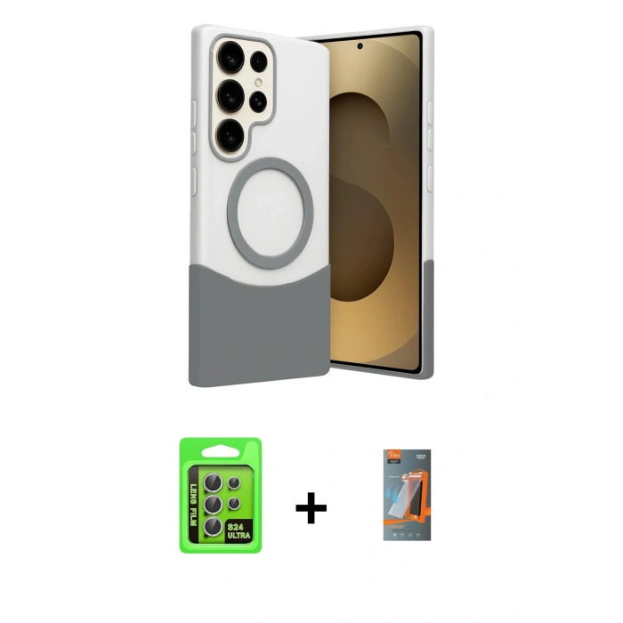MARSİLYAN™- Galaxy S24 Ultra Kılıf Kozmos Form Özel Seri - Siyah AutoKit 5in1 Fiber Hayalet Polymer Nano Ekran Koruyucu + Raze Metal Kamera Lens - GS