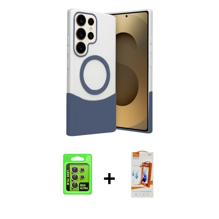 MARSİLYAN™- Galaxy S24 Ultra Kılıf Kozmos Form Özel Seri - Siyah AutoKit 5in1 Fiber Polymer Nano Ekran Koruyucu + Raze Metal Kamera Lens - SI