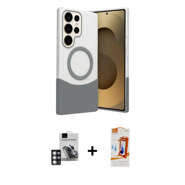 MARSİLYAN™- Galaxy S24 Ultra Kılıf Kozmos Form Özel Seri - Siyah AutoKit 5in1 Fiber Polymer Nano Ekran Koruyucu + PVD Metal Kamera Lens - PE