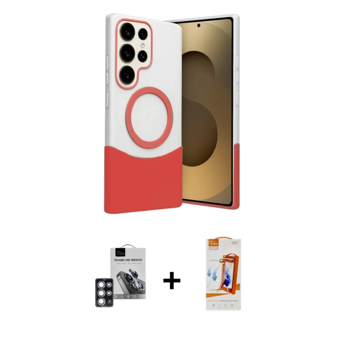 MARSİLYAN™- Galaxy S24 Ultra Kılıf Kozmos Form Özel Seri - Siyah AutoKit 5in1 Fiber Polymer Nano Ekran Koruyucu + PVD Metal Kamera Lens - PE