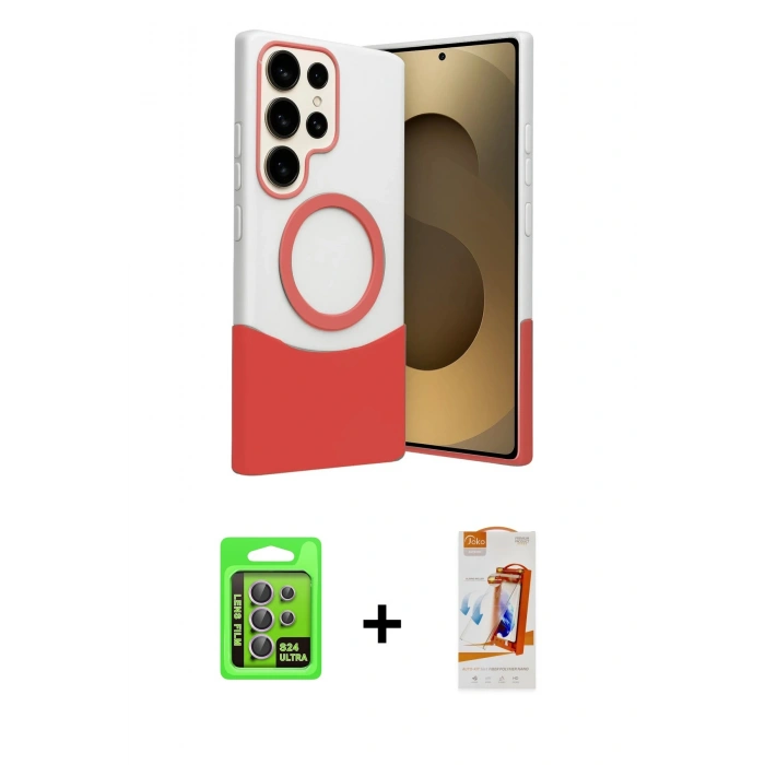 MARSİLYAN™- Galaxy S24 Ultra Kılıf Kozmos Form Özel Seri - Siyah AutoKit 5in1 Fiber Polymer Nano Ekran Koruyucu + Raze Metal Kamera Lens - MR