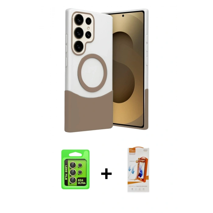 MARSİLYAN™- Galaxy S24 Ultra Kılıf Kozmos Form Özel Seri - Siyah AutoKit 5in1 Fiber Polymer Nano Ekran Koruyucu + Raze Metal Kamera Lens - SI