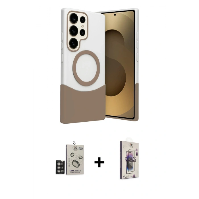MARSİLYAN™- Galaxy S24 Ultra Kılıf Kozmos Form Özel Seri - Siyah Bilvis 3D Cam Ekran Koruyucu + Bilvis Titan Kamera Lens - DNMR