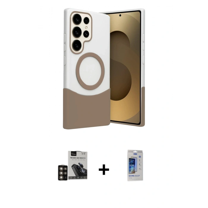 MARSİLYAN™- Galaxy S24 Ultra Kılıf Kozmos Form Özel Seri - Siyah Durable Full Glue Curved Cam + PVD Metal Kamera Lens - GD