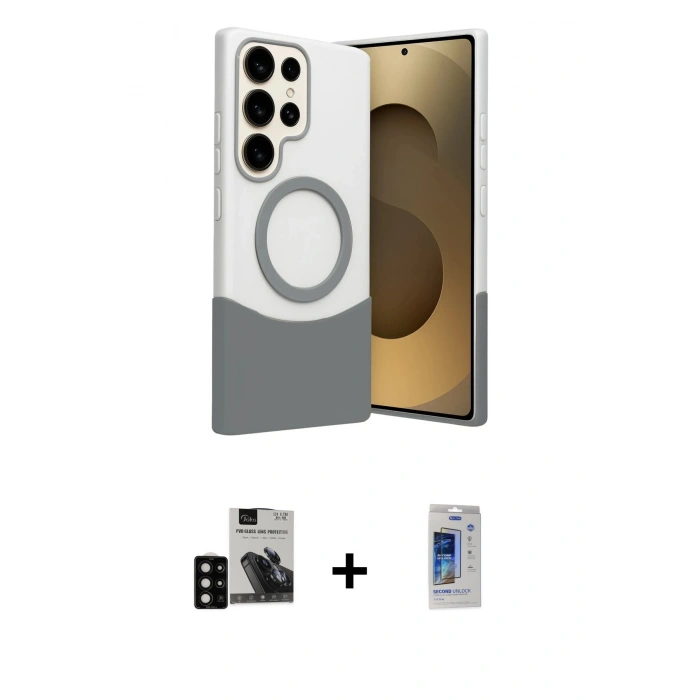 MARSİLYAN™- Galaxy S24 Ultra Kılıf Kozmos Form Özel Seri - Siyah Durable Full Glue Curved Cam + Siyah PVD Metal Kamera Lens