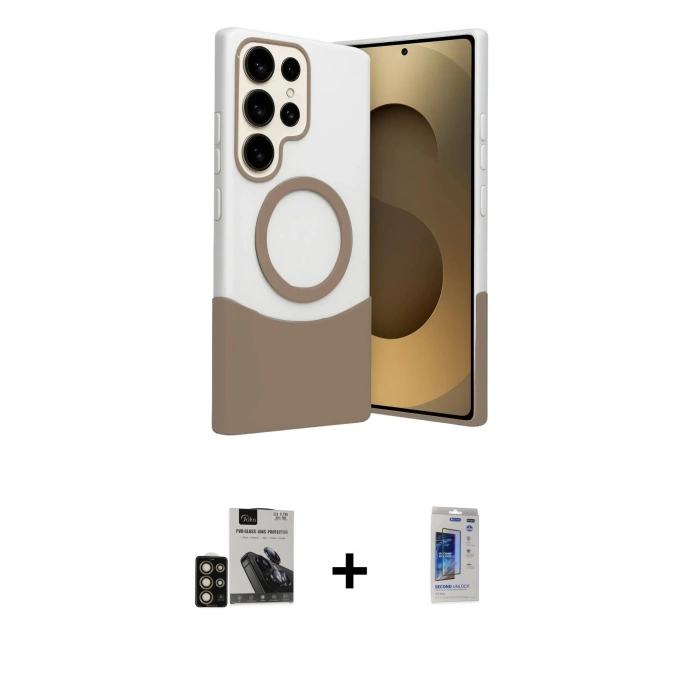MARSİLYAN™- Galaxy S24 Ultra Kılıf Kozmos Form Özel Seri - Siyah Durable Full Glue Curved Hayalet Cam + PVD Metal Kamera Lens - GD