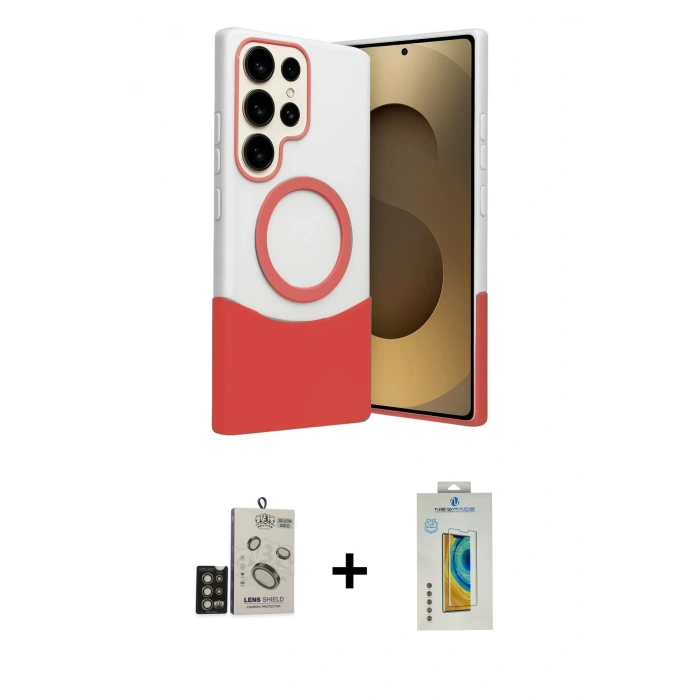 MARSİLYAN™- Galaxy S24 Ultra Kılıf Kozmos Form Özel Seri - Siyah Polymer Nano Ekran Koruyucu + Bilvis Titan Kamera Lens - GD