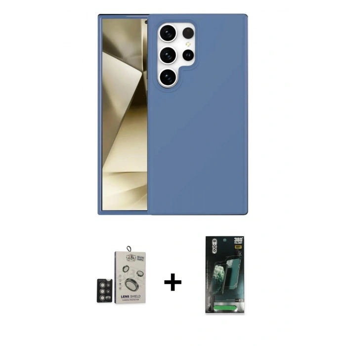 MARSİLYAN™- Galaxy S24 Ultra Kılıf Kozmos Yansıma Özel Seri - Şeffaf 360 Full Body Arka Koruyucu + Bilvis Titan Kamera Lens - DNMR