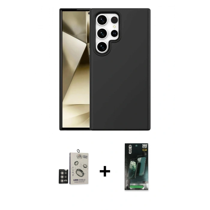 MARSİLYAN™- Galaxy S24 Ultra Kılıf Kozmos Yansıma Özel Seri - Şeffaf 360 Full Body Arka Koruyucu + Bilvis Titan Kamera Lens - DNMR
