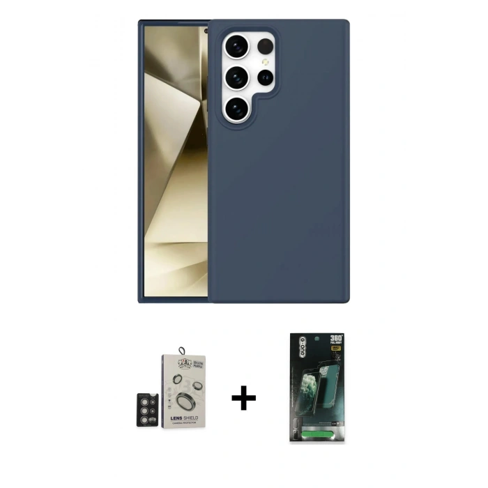MARSİLYAN™- Galaxy S24 Ultra Kılıf Kozmos Yansıma Özel Seri - Şeffaf 360 Full Body Arka Koruyucu + Bilvis Titan Kamera Lens - DNMR