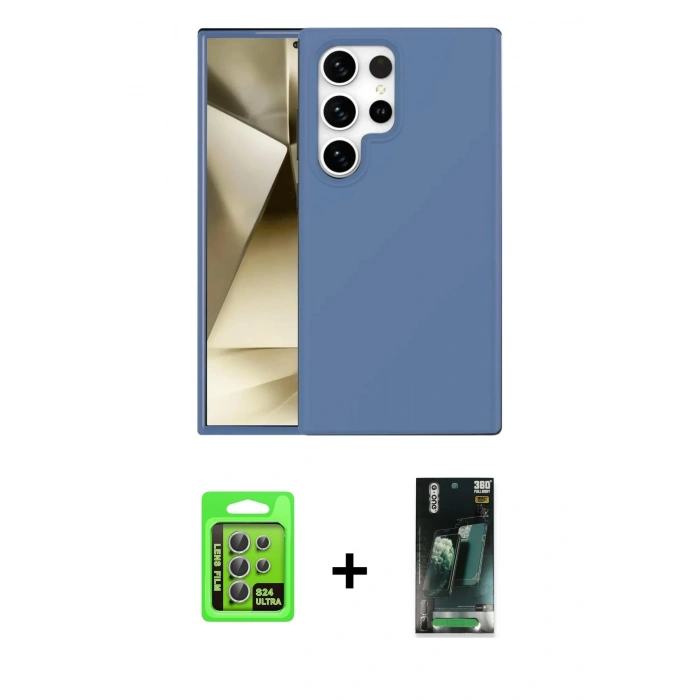 MARSİLYAN™- Galaxy S24 Ultra Kılıf Kozmos Yansıma Özel Seri - Şeffaf 360 Full Body Arka Koruyucu + Raze Metal Kamera Lens - GS