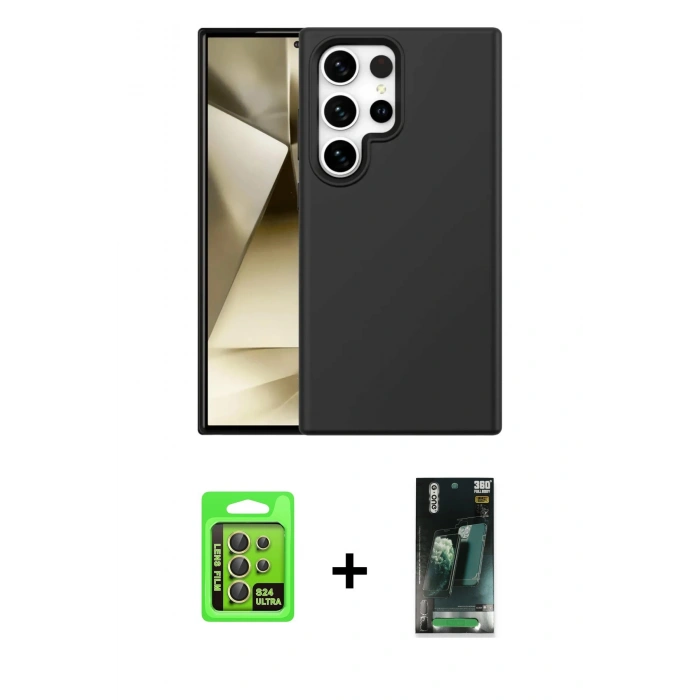 MARSİLYAN™- Galaxy S24 Ultra Kılıf Kozmos Yansıma Özel Seri - Şeffaf 360 Full Body Arka Koruyucu + Raze Metal Kamera Lens - SI