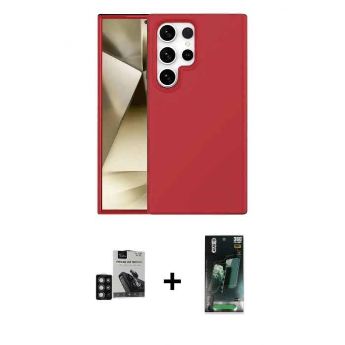 MARSİLYAN™- Galaxy S24 Ultra Kılıf Kozmos Yansıma Özel Seri - Siyah 360 Mat Full Body Arka Koruyucu + PVD Metal Kamera Lens - DNMR