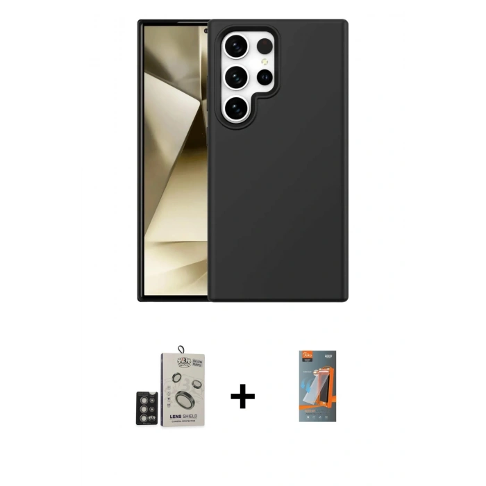 MARSİLYAN™- Galaxy S24 Ultra Kılıf Kozmos Yansıma Özel Seri - Siyah AutoKit 5in1 Fiber Hayalet Polymer Nano Ekran Koruyucu + Bilvis Titan Kamera Lens - DNMR