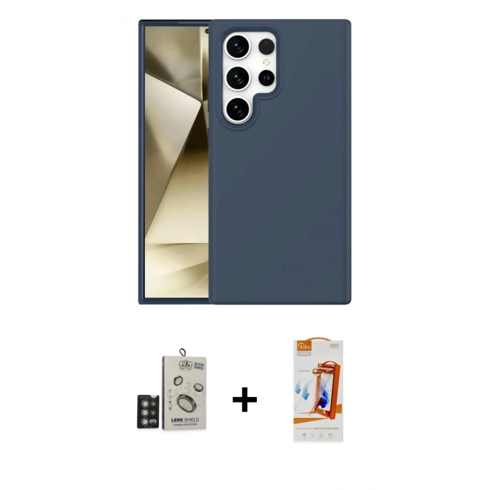 MARSİLYAN™- Galaxy S24 Ultra Kılıf Kozmos Yansıma Özel Seri - Siyah AutoKit 5in1 Fiber Polymer Nano Ekran Koruyucu + Bilvis Titan Kamera Lens - DNMR