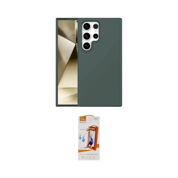 MARSİLYAN™- Galaxy S24 Ultra Kılıf Kozmos Yansıma Özel Seri - Siyah AutoKit 5in1 Fiber Polymer Nano Ekran Koruyucu